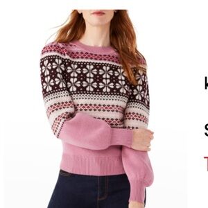 Kate Spade Women's Pink Fair Isle Wool Sweater size Small